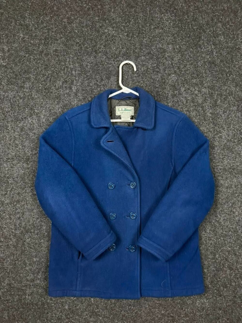 Vintage L.L.Bean USA Wool Blend Peacoat Women's Blue Quilted Jacket Size M